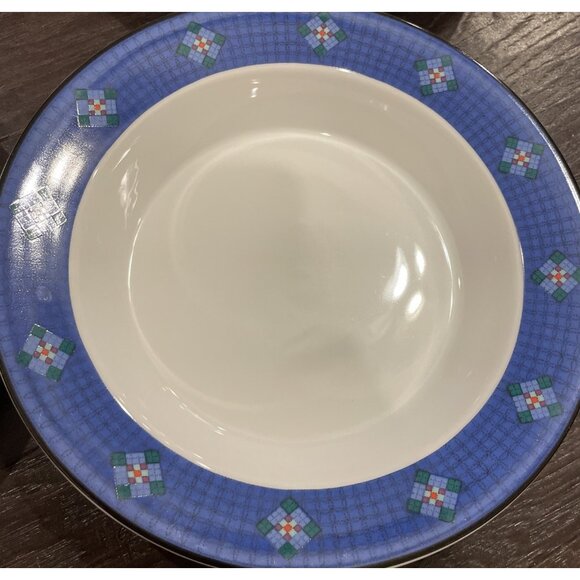 Dansk Nine Patch Quiltings Dinnerware Pasta Bowl Bowls Portugal Vintage Set Of 4 - Picture 2 of 4